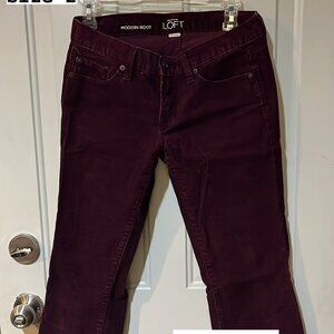 Loft Bootcut Maroon Corduroy Pants